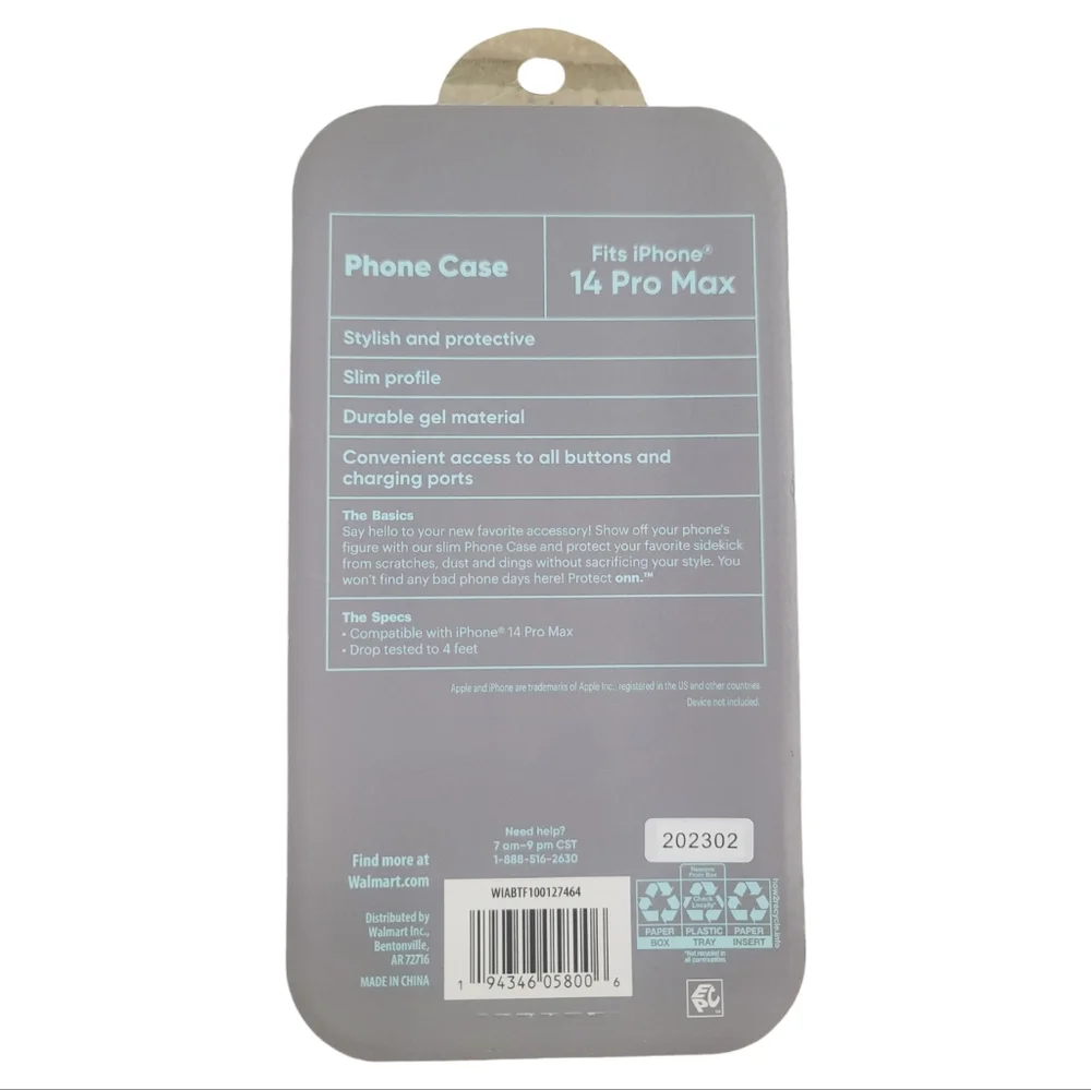 onn. Butterfly Phone Case for iPhone 14 Pro Max with 4' Drop Protection